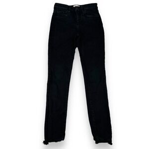 L'agence Marguerite Skinny Jeans Women's 24 Black High Rise‎ Frayed Ankle Denim